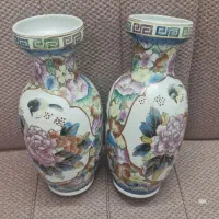 دو عدد گلدان چینی قدیمی سالم