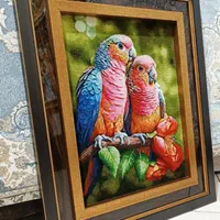 تابلو فرش دستباف تبریز/یک جفت مرغ عشق زیبا|تابلو فرش|تهران, استاد معین|دیوار