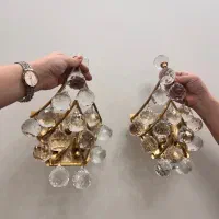 دیوار کوب برنجی کریستالی