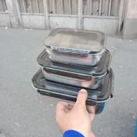ظرف نگهدارنده غذای استیل 3 تیکه قفل دار کرکماز