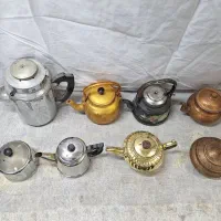 قوری قندون مسی برنجی لعابی قدیمی عتیقه سالم