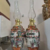 چینی گل مرغی عتیقه، گلدان، چراغ نفتی