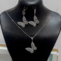 سرویس کامل نقره ۹۲۵ زنانه با آبکاری طلا سفید|جواهرات|اصفهان, چرخاب|دیوار