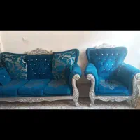 مبل ۷نفره نیمه استیل همراه با جلو مبلی