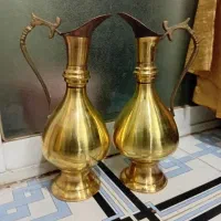 حراج ۲ عدد پارچ لب اردکی برنجی بزرگ قدیمی عتیقه