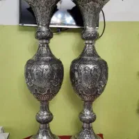 گلدان مسی قلم خورده و سنبلدان مسی