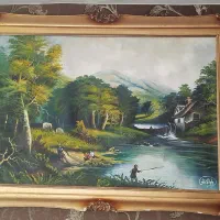 تابلو رنگ روغن قدیمی عتیقه استاد باجالانلو|تابلو، نقاشی، عکس|سهند, |دیوار