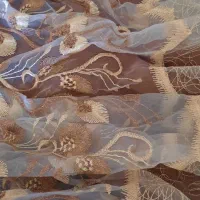 پرده حریر خامه دوزی با آستر|پرده، رانر، رومیزی|اصفهان, احمدآباد|دیوار