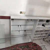 پیشخوان میزکار و ویترین و قفسه دیواری MDF تمیز نو|فروشگاه و مغازه|مینودشت, |دیوار