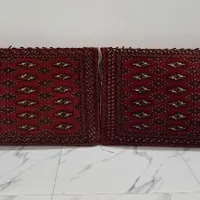 یک جفت پشتی ترکمن کاملا قدیمی دستباف پرز دار