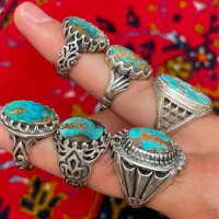 انگشتر فیروزه و عقیق خطی|جواهرات|تهران, گمرک|دیوار
