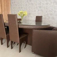 میز ناهارخوری هشت نفر سه صندلی دو مبلی و یک نیمکت|میز و صندلی غذاخوری|داراب, |دیوار