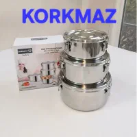 ظرف غذا سه تیکه استیل برند کرکماز درب چفتی