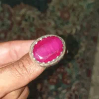 انگشتر یاقوت کابلی رکاب زخیم و دُر شجر مویی