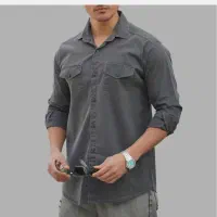 پیراهن کتان جین مردانه آستین بلند سایز xl