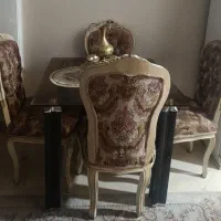 میز ناهار خوری ب همراه مبلمان 7نفره میز عسلی