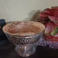 چهار ظرف مسی طرح چکش کاری شده