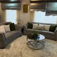 فرش ۹ متری پتینه طوسی و پتینه طلایی مشکی ابریشمی