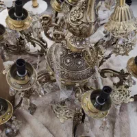 دو عدد لوستر برنز دوازده شعله و شش شاخه|لوستر و چراغ آویز|تبریز, |دیوار