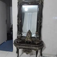 آینه کنسول همراه با شمعدان و ساعت نو