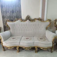 مبل استیل نه نفره به همرا میز چوبی سه تیکه|مبلمان خانگی و میز عسلی|مشهد, حسین‌آباد|دیوار