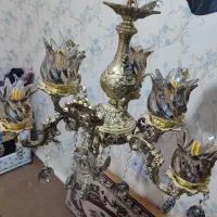 لوستر سه شاخه برنجی نو و۶شعله تمیز|لوستر و چراغ آویز|مشهد, هنرور|دیوار