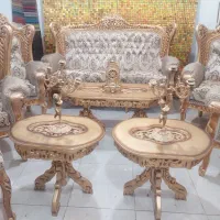مبل سلطنتی ۹ نفره شاه نشین تمام منبت راش ورق طلا|مبلمان خانگی و میز عسلی|قزوین, |دیوار