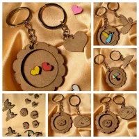 ست زیورآلات چوبی. گوشواره،گردنی، گیره مو،جاکلیدی