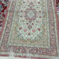 قالی دستباف زرع نیم چله ابریشم نخ کرک
