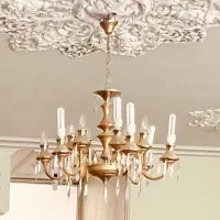 لوستر آبکاری طلا رنگ ثابت۱۲شاخه و لوسترجفت قرمز|لوستر و چراغ آویز|اصفهان, گلزار|دیوار