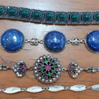 دستبند و گوشواره نقره فیروزه و قدیمی
