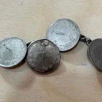 یک جفت دگمه نقره سردست شاهی عتیقه