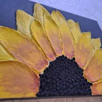 تابلو نقاشی رنگ روغن برجسته آفتابگردان|تابلو، نقاشی، عکس|تهران, سازمان برنامه جنوبی|دیوار