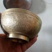 بشقاب مسی قاجاری پیاله برنجی قدیمی|کلکسیون اشیاء عتیقه|نیشابور, خط کاشمر|دیوار