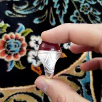 انگشتر نقره نگین عقیق رکاب ری احمد اصل