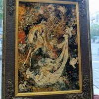 تابلوفرش دستباف مینیاتوری برجسته ـ بوسه بر آهو