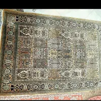 فرش قالیچه ابریشم دستباف قم قدیمی سالم