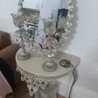 یک عدد آینه شمعدون با روکش نقره