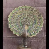 یک جفت گلدان میناکاری طاووس برنجی|کلکسیون اشیاء عتیقه|کرج, فاز ۳ گوهردشت|دیوار