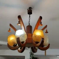 لوستر چوبی ۶ شاخه سالم و شیک با نوردهی عالی