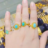 انگشتر دستساز فیروزه اصل فتخه عربی  سنگ کسر شده