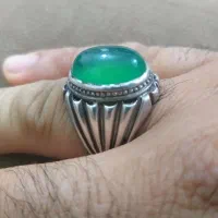 انگشتر نقره عیاربالا عقیق سبز سیدی