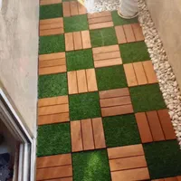 ترموود تایل ۳۰×۳۰ چوبی و چمن وارداتی|گل مصنوعی|قزوین, |دیوار