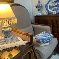 دو عدد آباژور (یک جفت) چینی قلم آبی ، سالم و نو