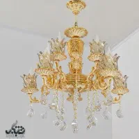 فروش لوستر آویز ۵شاخه ۱۰ شعله کرم طلایی|لوستر و چراغ آویز|میمه, |دیوار
