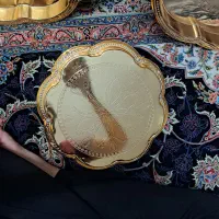 سینی استیل اصل ژاپن طلایی|ظروف سرو و پذیرایی|قم, سید معصوم|دیوار