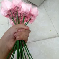 ۱۵عدد گل روبانی صورتی پاستیلی سفارشات قبول میشود|گل مصنوعی|سهند, |دیوار