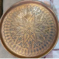 سینی مسی قدیمی دکوری  کنده کاری شده