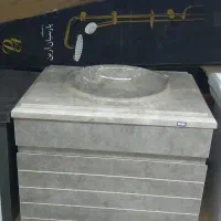 روشویی کابینتی با سنگ طبیعی و آینه باکس