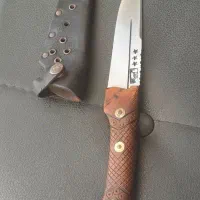 چاقو غلاف دار چرم اصل ، دسته عنابی